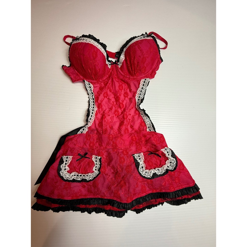 Victoria's Secret Sexy Little Things Red Lace Bra Bodysuit Lingerie 34C